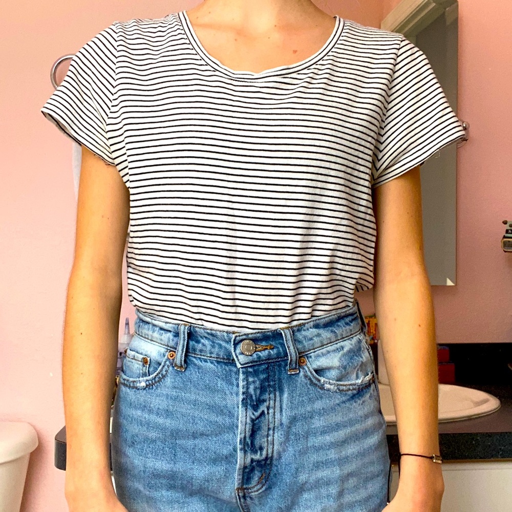 black and white striped shirt